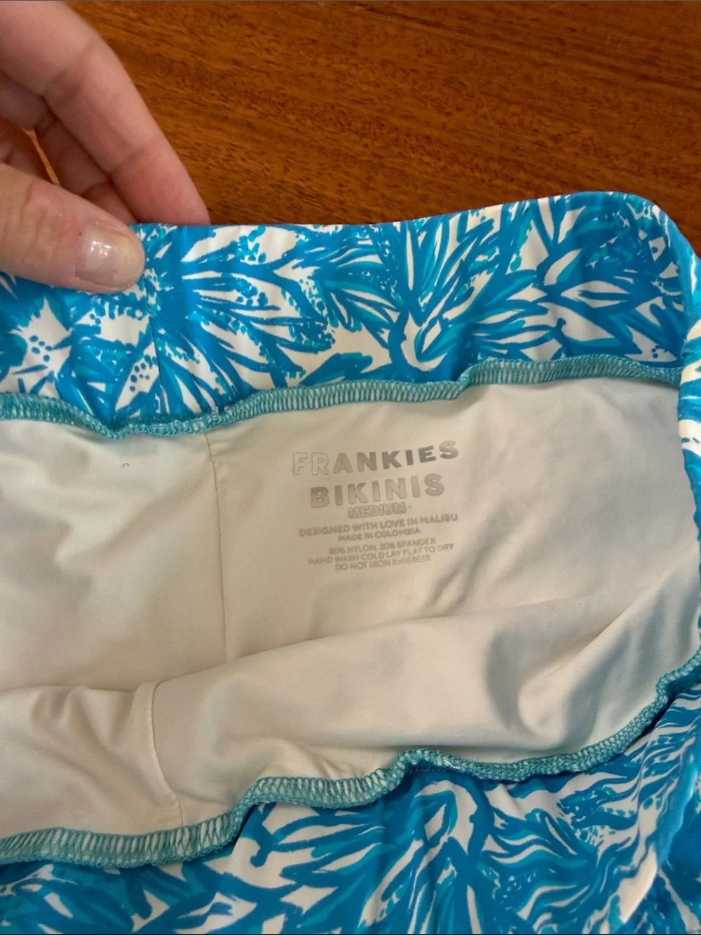 Frankie's Bikinis Blue and White Floral Swim Shorts